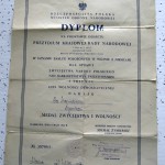 Диплом к медали «Medal Zwyciestwa i Wolnosci» (Медаль Победы и Свободы) №097084 Иваницкого Д.П. вручен в г. Москва 25.02.1947 г.